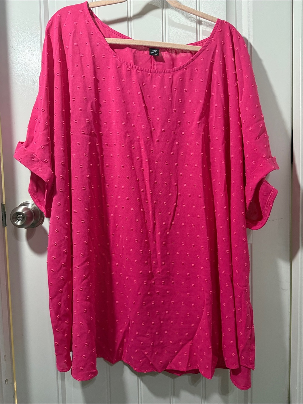 SHEIN Hot Pink Scoop Neck Textured Tunic